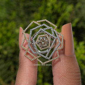 Round Cut Moissanite Cluster Engagement Ring