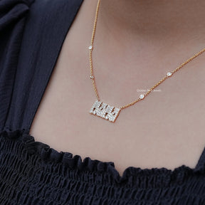 Detailed View of Round Moissanite Customized Pendant