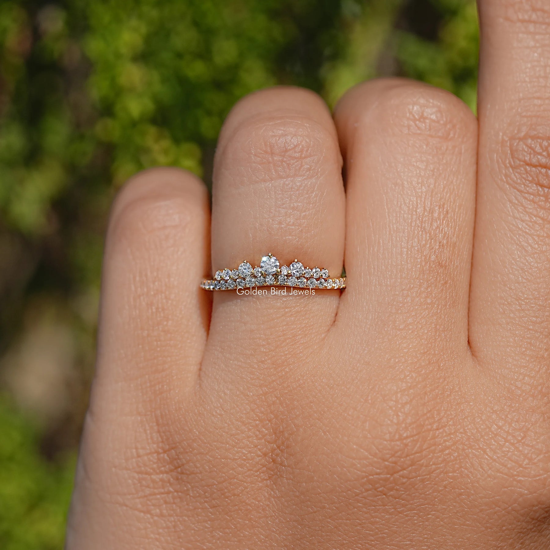 Round Cut Moissanite Dainty Band For Her