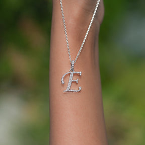 Round Cut Moissanite E Letter Pendant