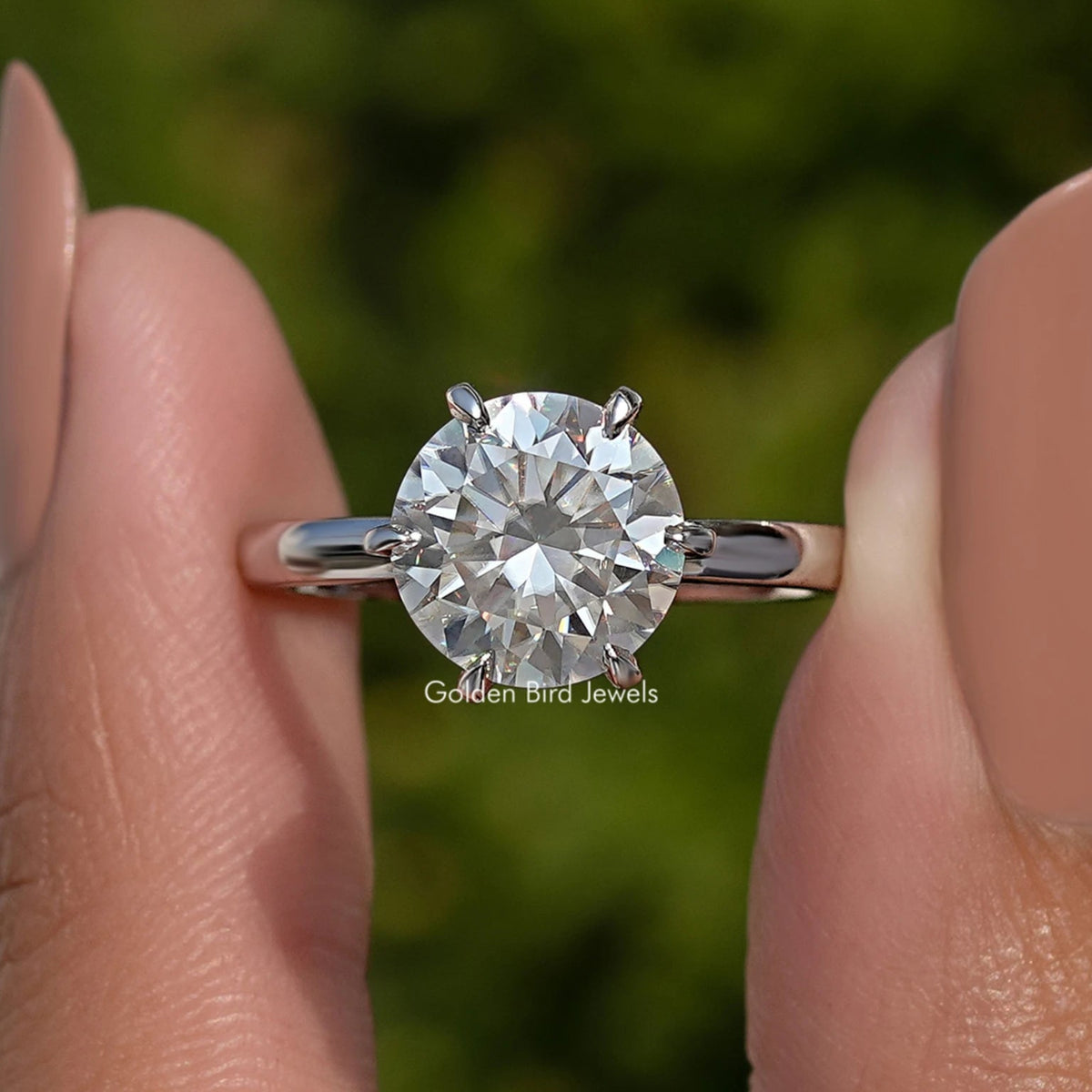 Round Cut Moissanite Solitaire Engagement Ring