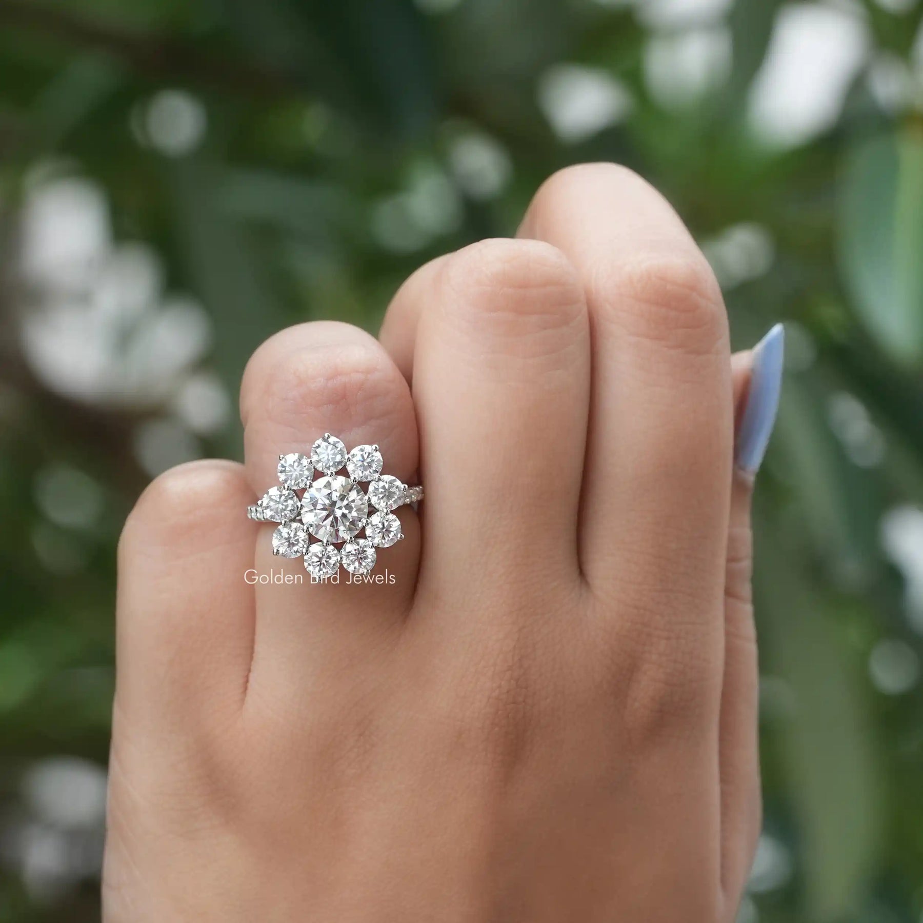 Floral moissanite 2025 engagement ring