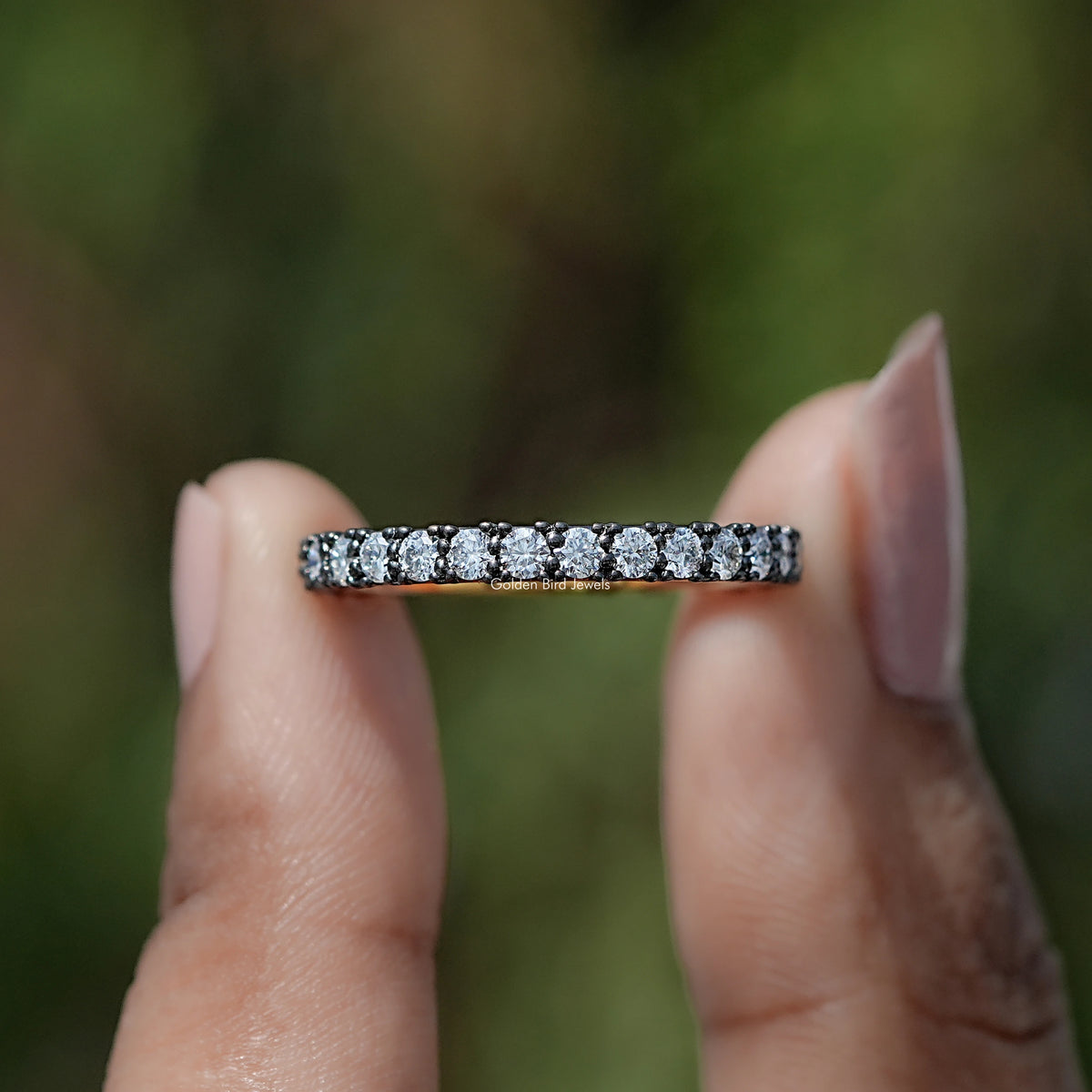 Round Cut Moissanite Full Eternity Stacking Band