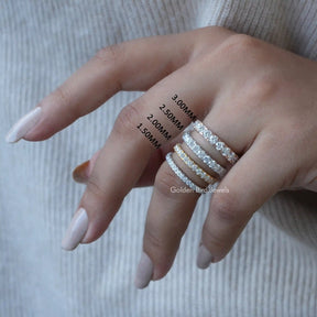 Round Cut Moissanite Full Eternity Matching Bands