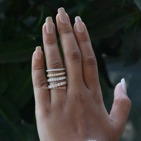 Round Cut Moissanite Full Eternity Matching Bands