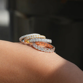 Round Cut Moissanite Full Eternity Matching Bands