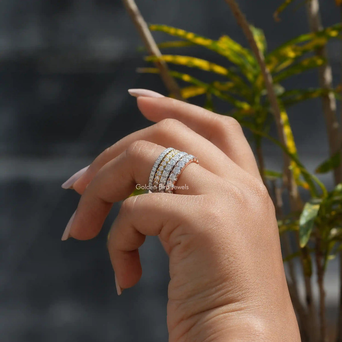 Round Cut Moissanite Full Eternity Matching Bands