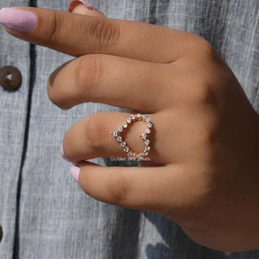View of Round Cut Moissanite Ring In Finger