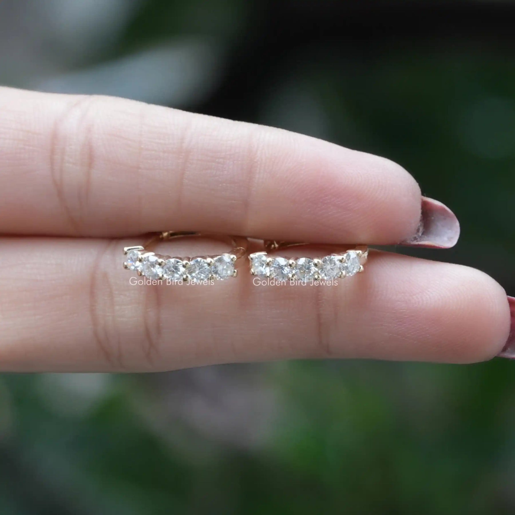 [This hoops earrings made of round cut stones]-[Golden Bird Jewels]