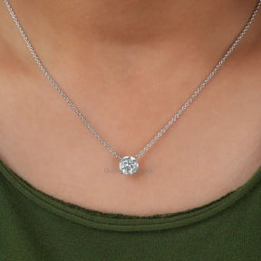 [Moissanite Solitaire Pendant Made Of White Gold]-[Golden Bird Jewels]