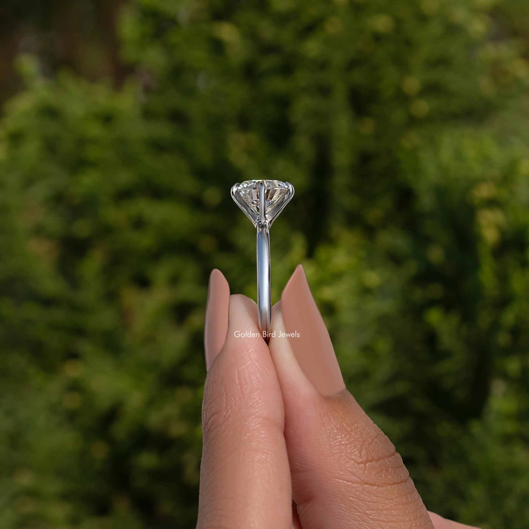 Round Cut Moissanite Solitaire Engagement Ring