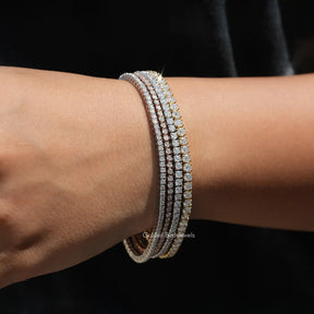 [Moissanite wedding bracelet crafted withround cut stones]-[Golden Bird Jewels]