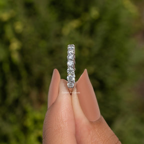 Round Cut Moissanite Three Quarter Eternity Wedding Band