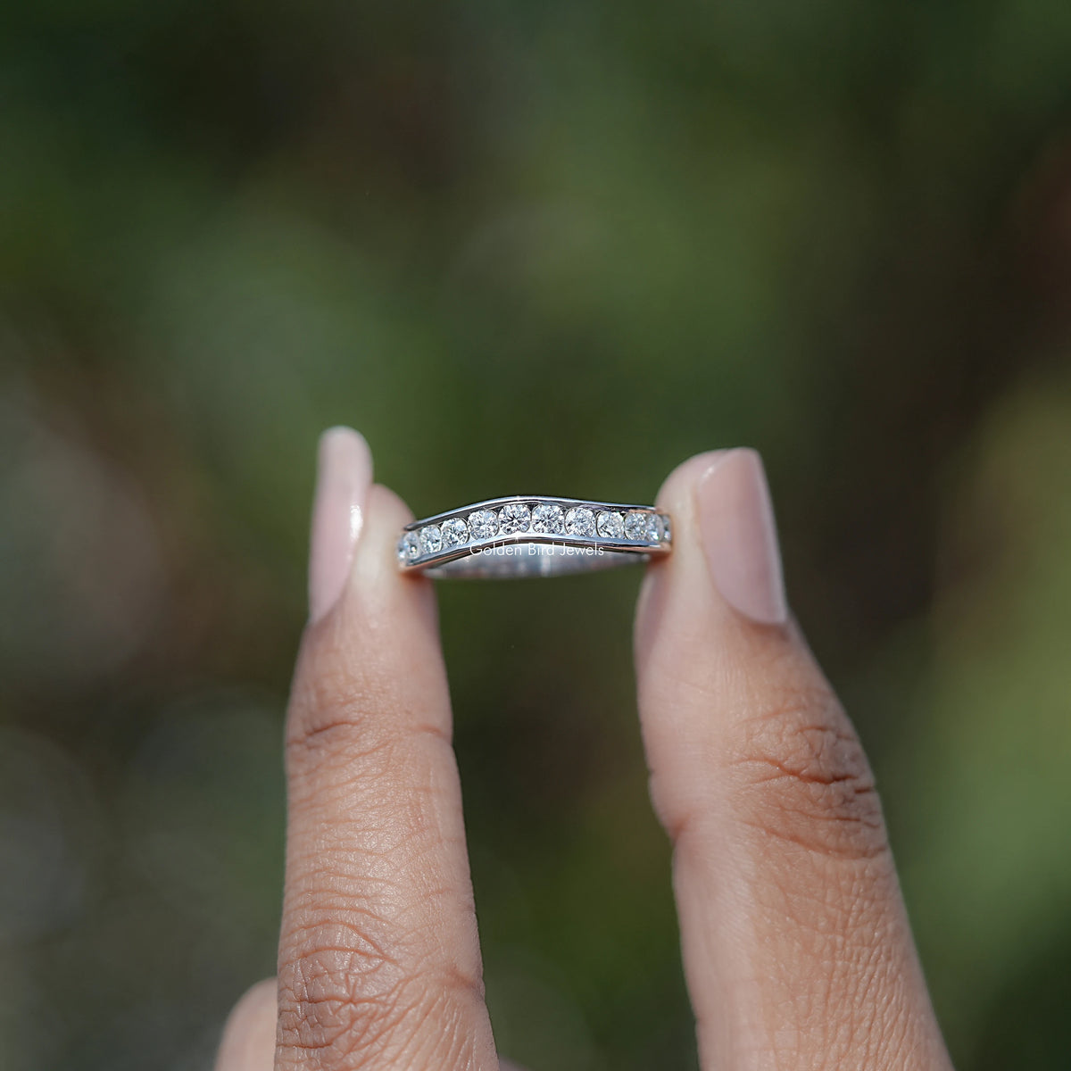 Round Cut Channel Set Moissanite Wedding Band