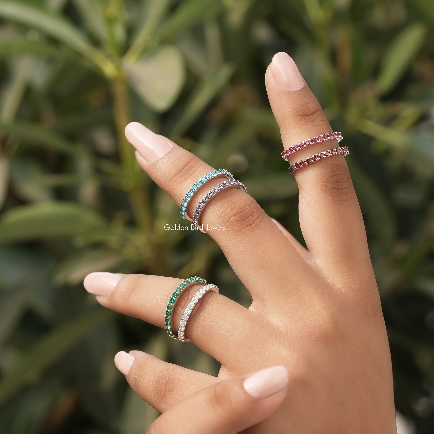 [Round Cut Multicolor Band]-[Golden Bird Jewels]