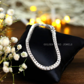 [14k white gold Round cut moissanite bracelet for women]-[Golden Bird Jewels]