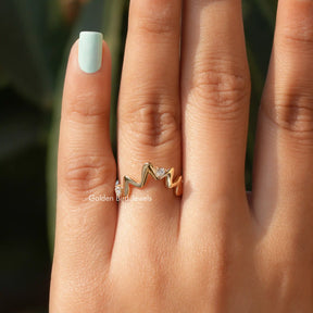 [Colorless Round Cut Moissanite Wedding Band]-[Golden Bird Jewels]