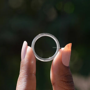 [14K White Gold Round Cut Diamond Wedding Band]-[Golden Bird Jewels]