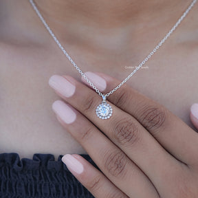 Round Cut Lab Diamond Halo Pendant