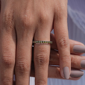 August Birthstone Peridot Green Round Eternity Band