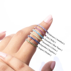 View of Round Cut Gemstone Multicolor Eternity Band In Women's