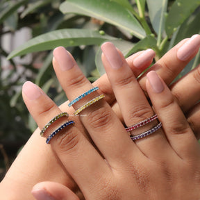 View of Round Shaped Eternity Wedding Band  In Multicolour's