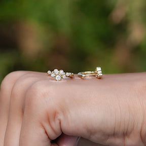 Round Lab Diamond Bezel Set U Shape Hoop Earrings