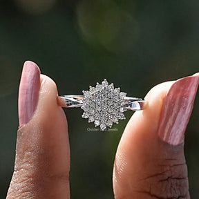 Hold on two finger White gold ring with round lab-grown diamonds