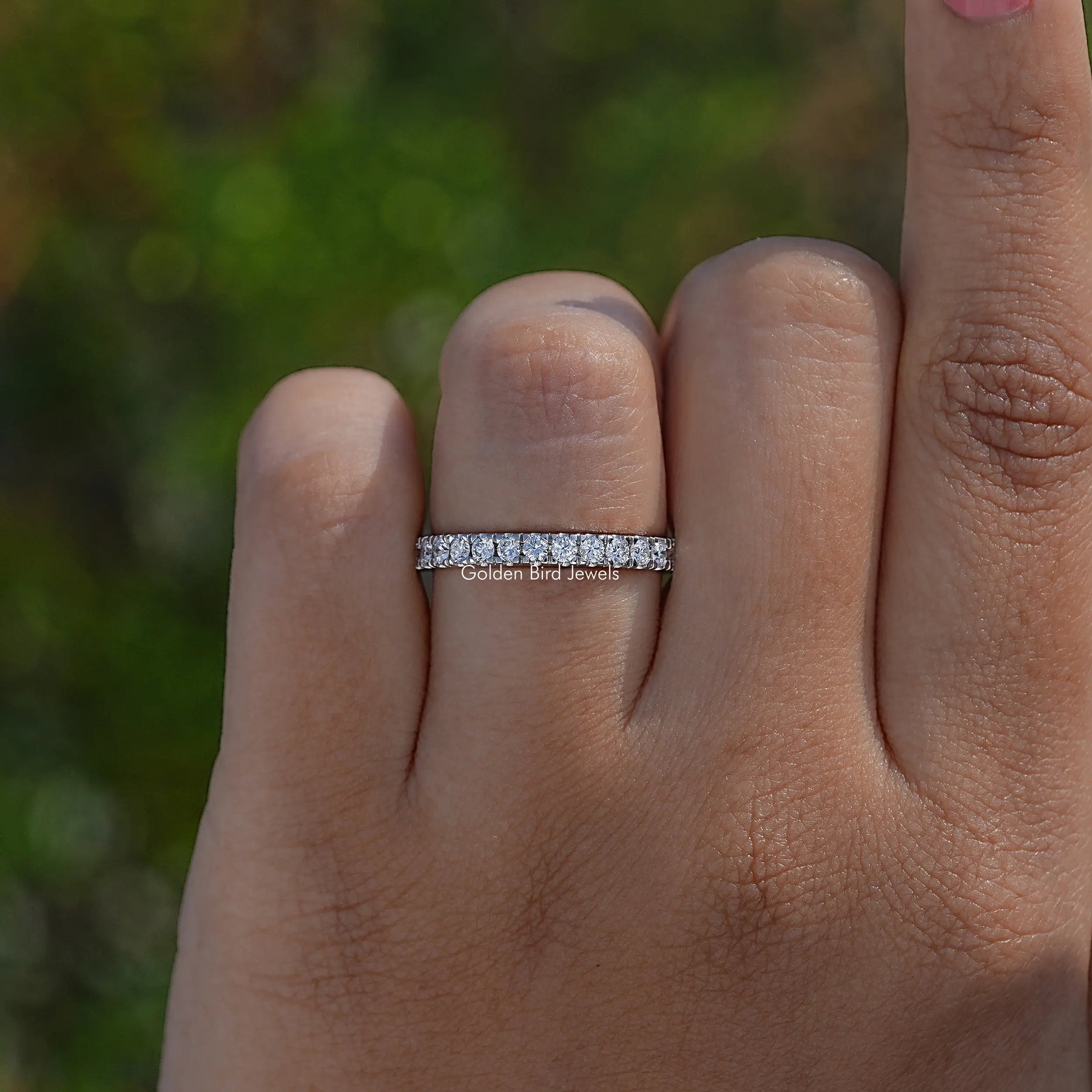 Round Lab Diamond Eternity Wedding Band