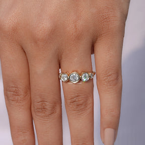 Bezel Set Round Cut Lab Diamond Five Stone Ring