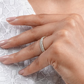 Round Cut Lab Diamond Pave Set Wedding Band