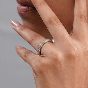 Round Cut Lab Diamond Pave Set Wedding Band