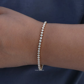 View Of White Gold Round Cut Bracelet  