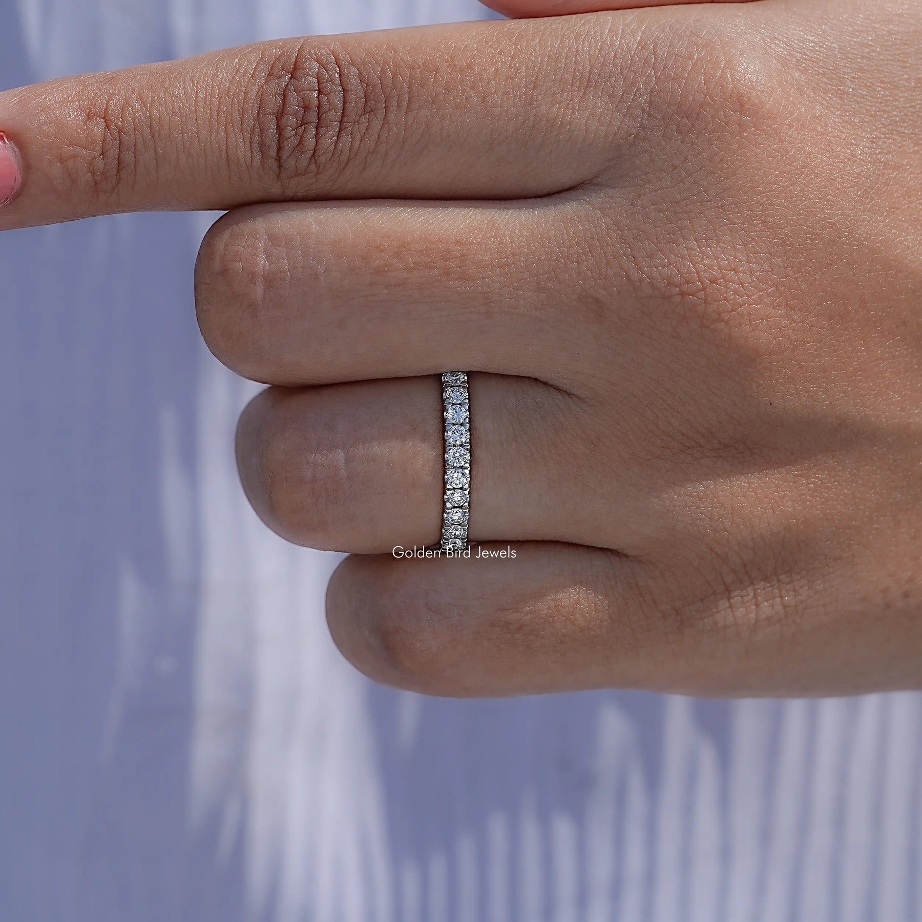 Round Lab Diamond Eternity Wedding Band