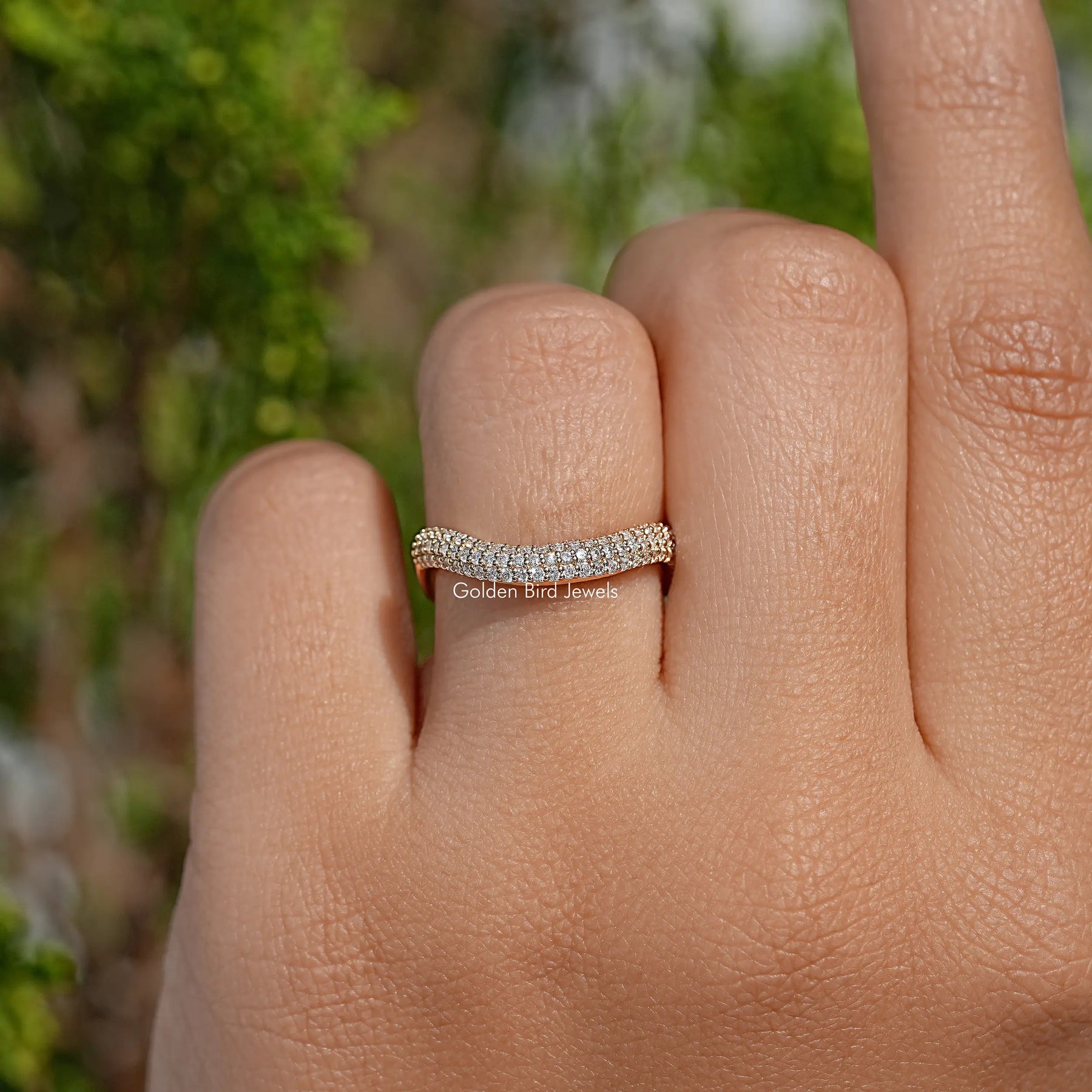 Round Lab Diamond Pave Set Wedding Band