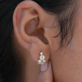 [Round Cut Lab Diamond Bezel Setting Earrings]-[Golden Bird Jewels]