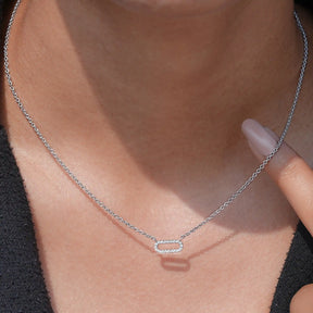 Detailed View Of Round Cut Lab Grown Diamond Pendant In White Gold
