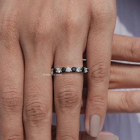 Round Moissanite And Gemstone Eternity Band