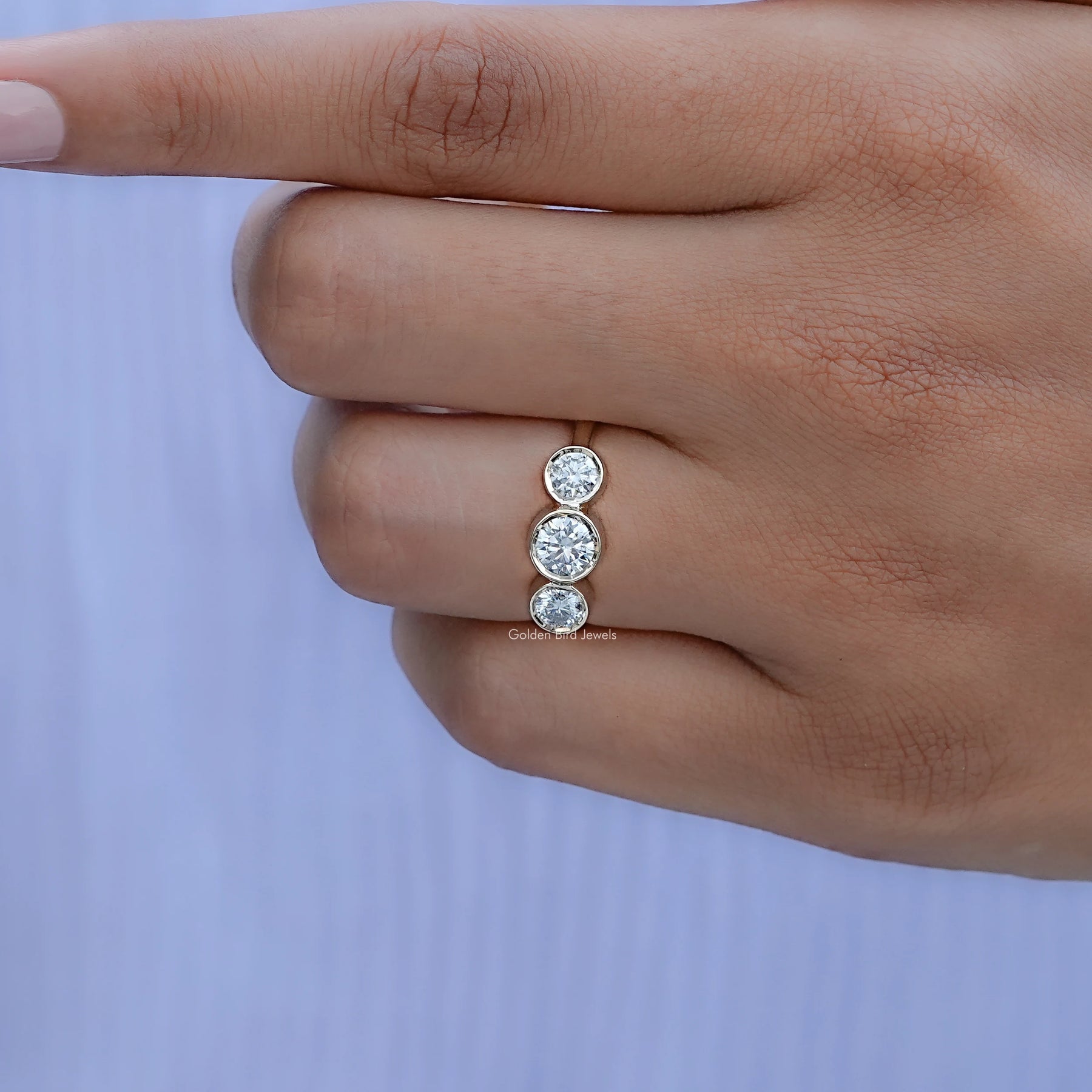 View of Round Cut Solitaire Engagement Ring in prongs setting