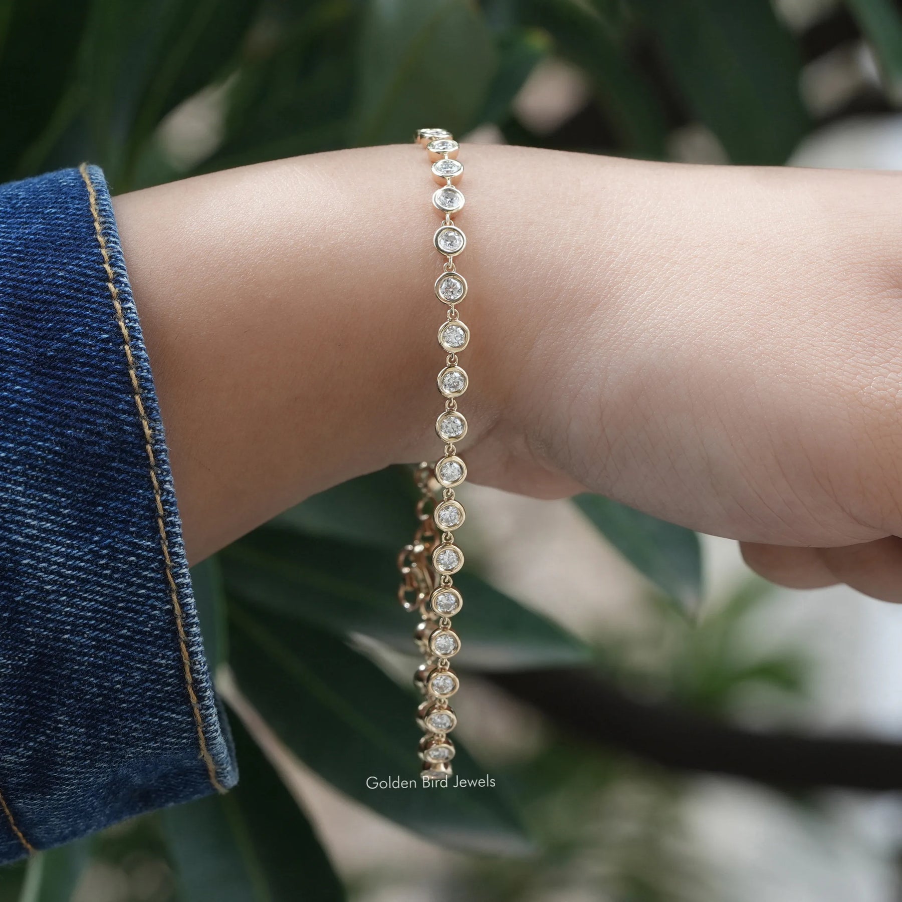 Round Moissanite Bezel Set Tennis Bracelet VVS Clarity