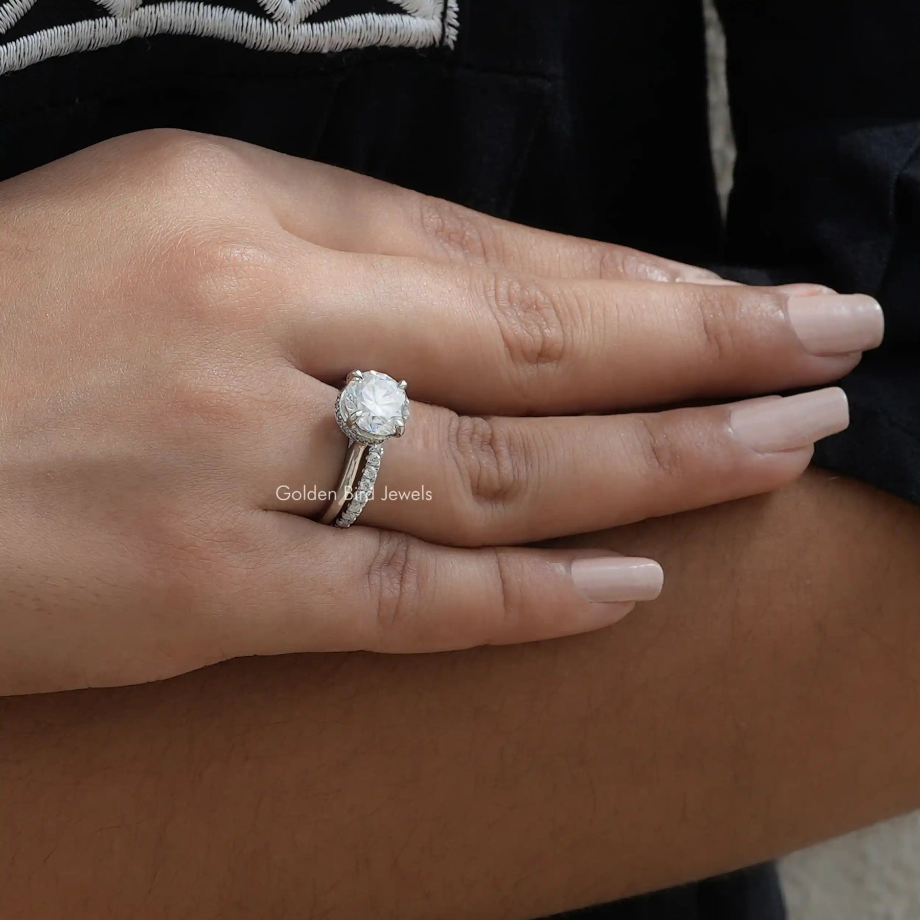 Round Moissanite Bridal Wedding Ring Set