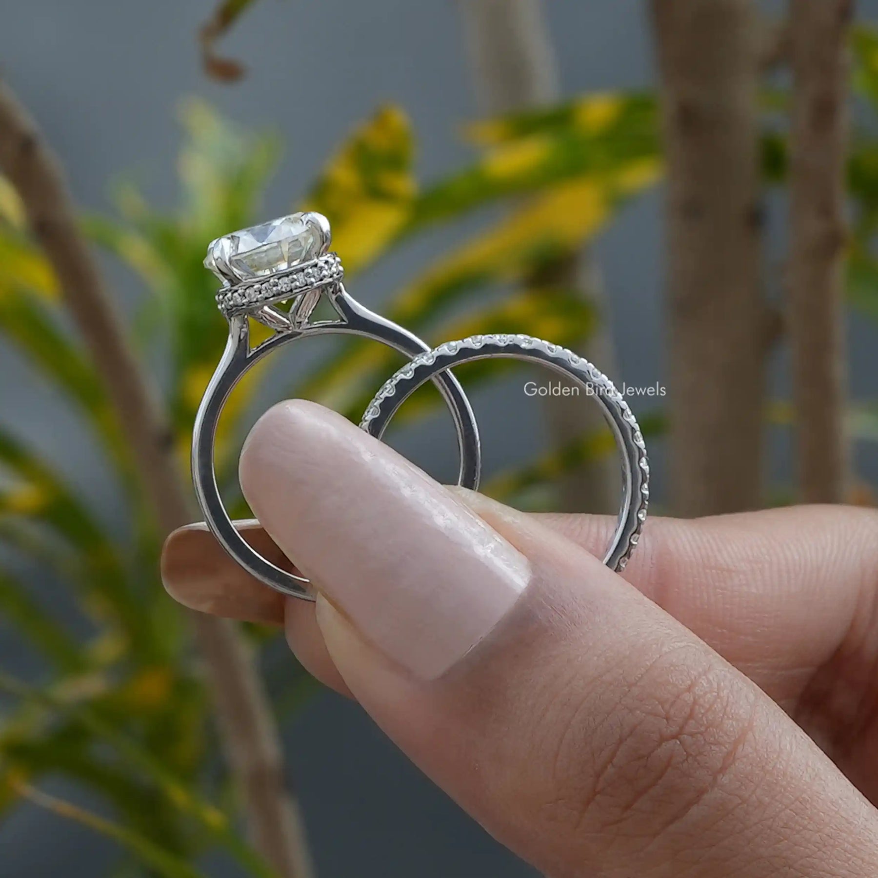 Round Moissanite Bridal Wedding Ring Set