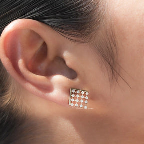 Pair Of a Colorless Portuguese Cut Moissanite Wedding Earring