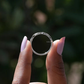 [Colorless Round Cut Moissanite Wedding Band]-[Golden Bird Jewels]