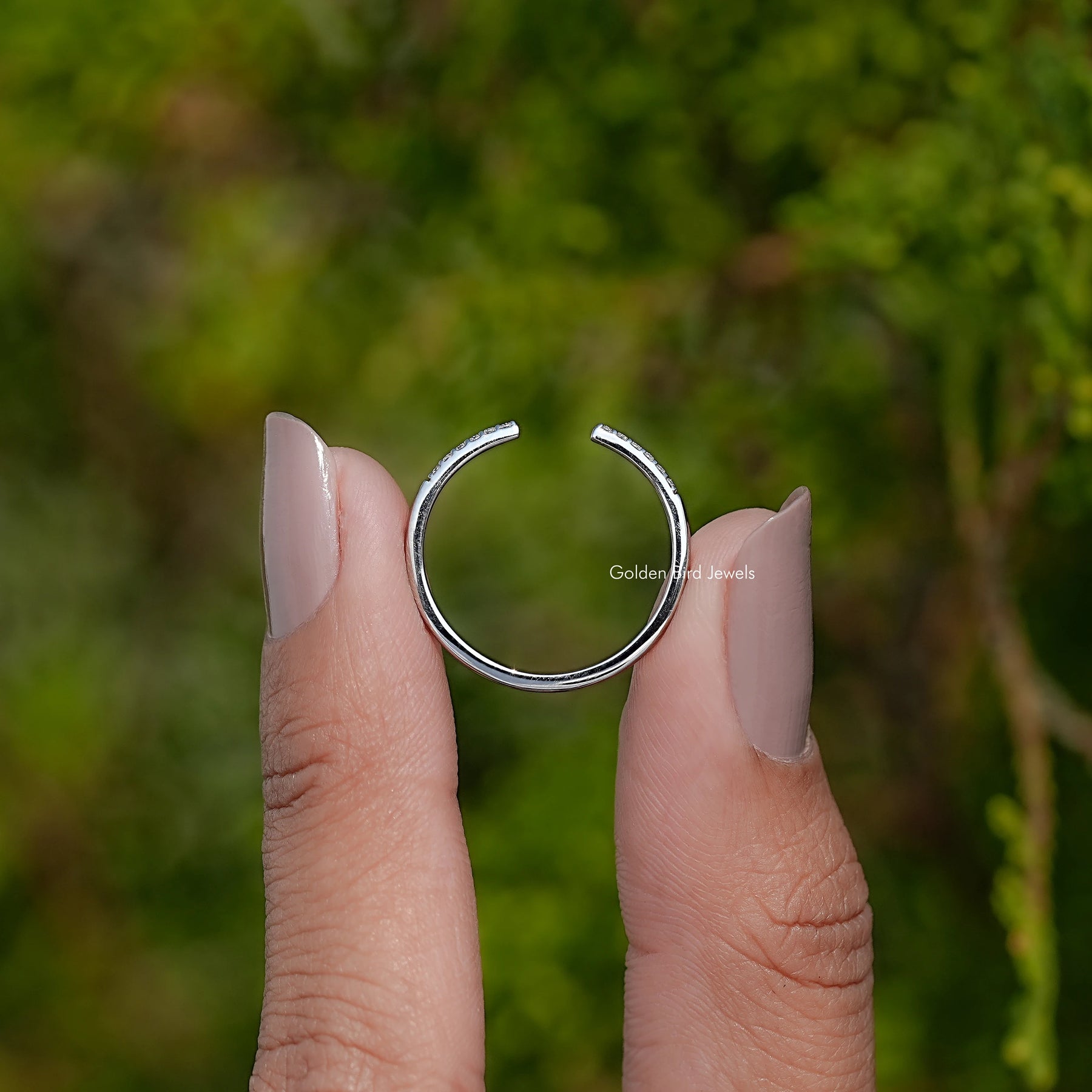 Round Shaped Moissanite Open Cuff Band