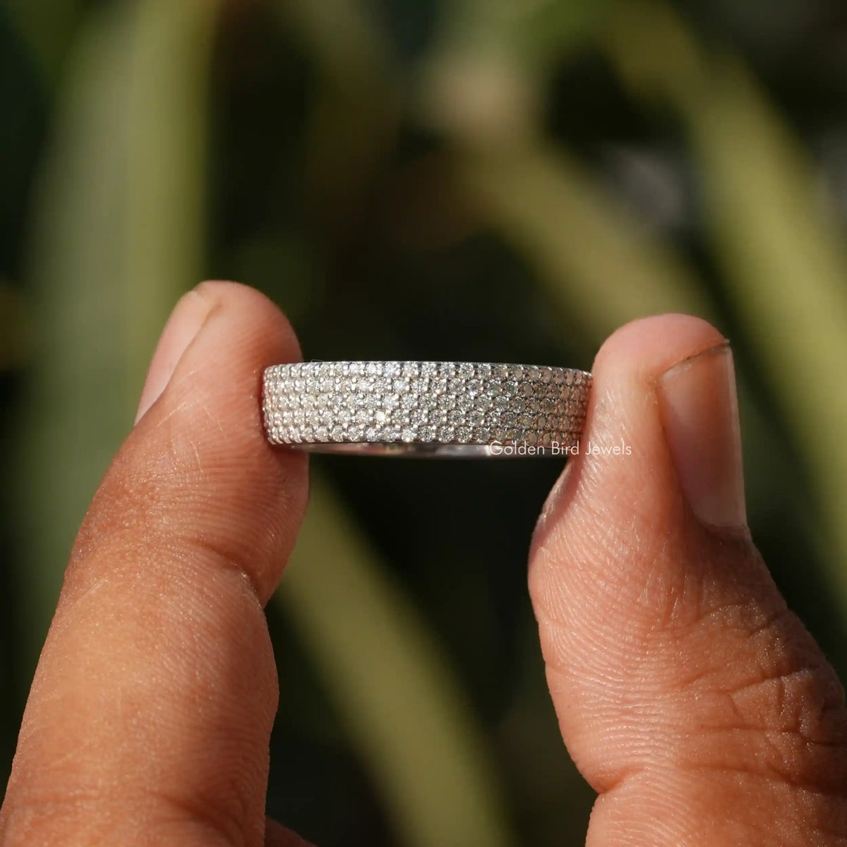 Round Moissanite Pave Set Eternity Band