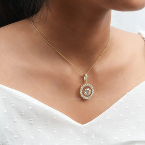  Round cut moissanite pendant crafted with 14k yellow gold