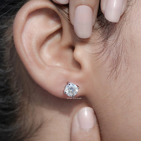 Round Cut Moissanite Stud Earrings