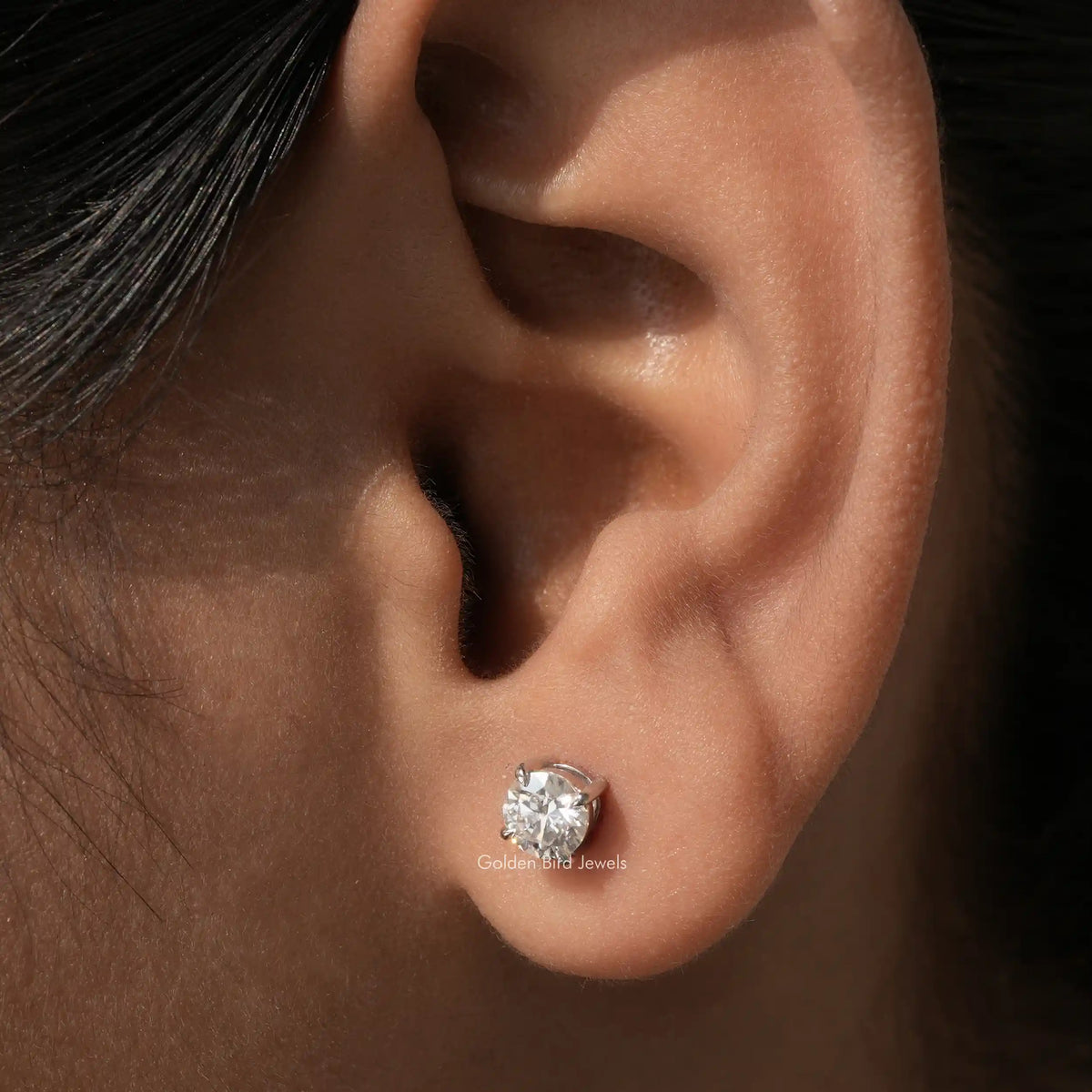 Colorless Solitaire Round Moissanite Stud Earrings