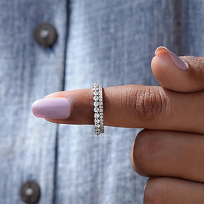 Round Moissanite Two Row Eternity Band